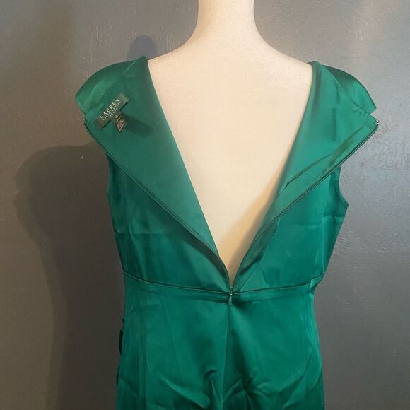 Elegant Emerald Green Sleeveless Dress Ralph Lauren ladies 14 - Picture 5 of 5